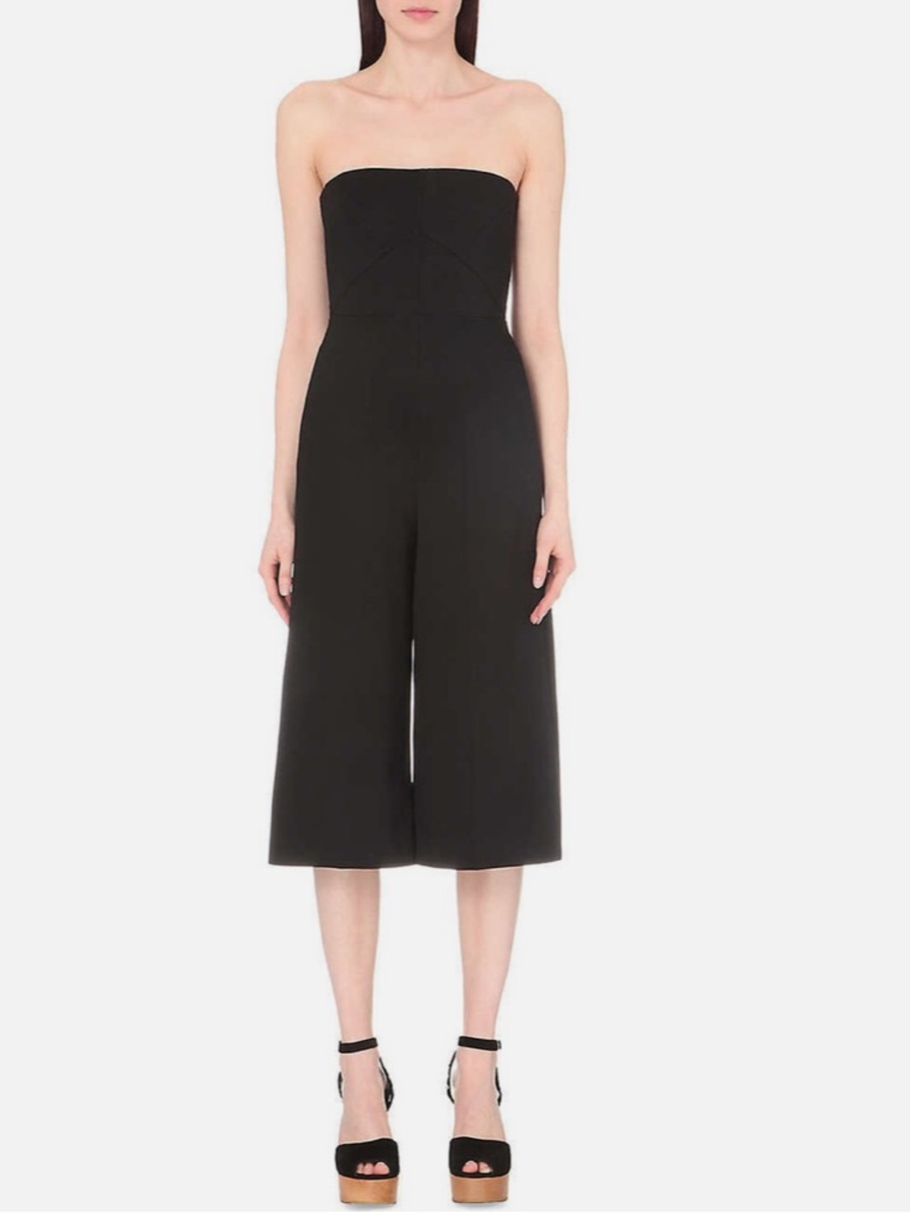 MAJE PIA Strapless Stretch Crepe Wide Leg Crop Jumpsuit - Size 40
